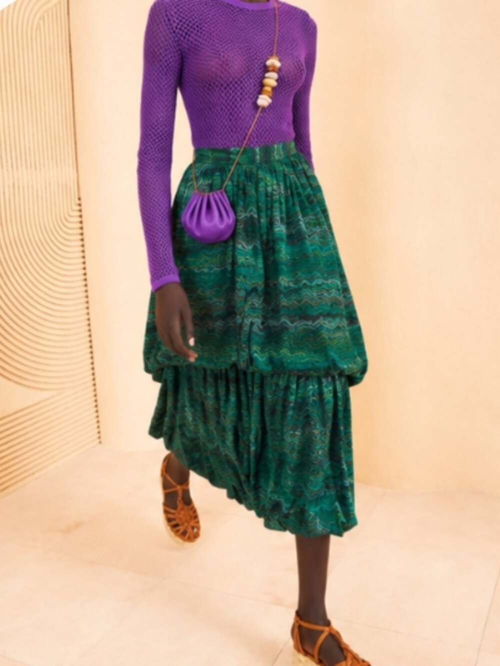 NWOT ULLA JOHNSON 2023 Spring/Summer Collection Simone Skirt in Peacock XS $650